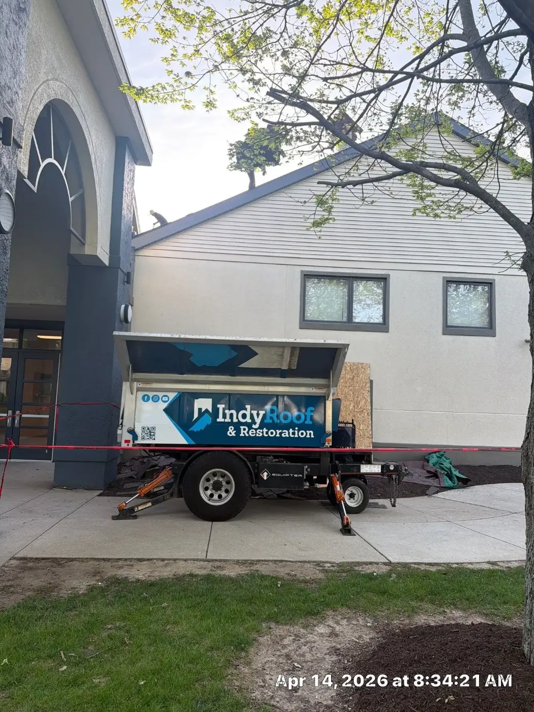 Storm damage documentation on a Westport commercial building