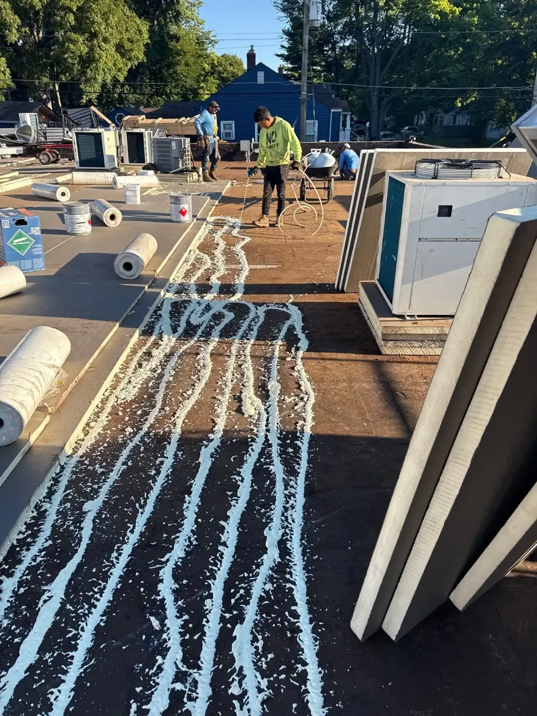 Tarping and dry-in on a Westport commercial roof